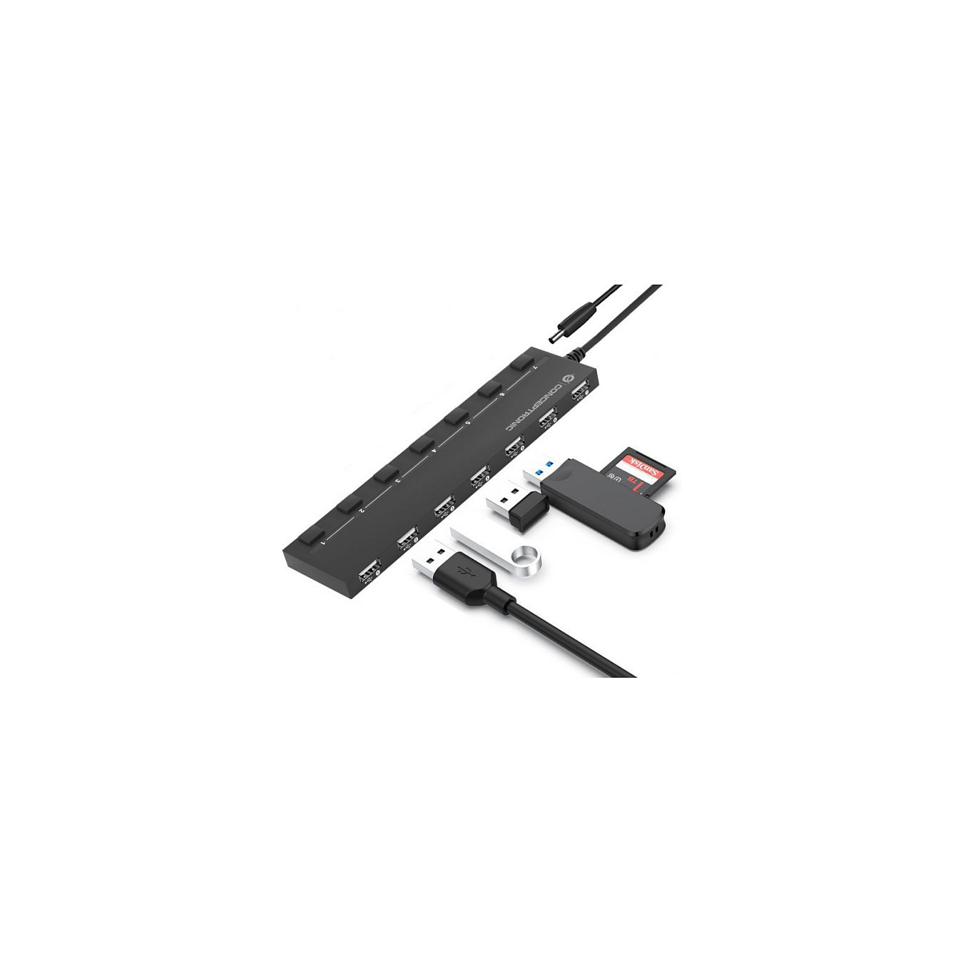 CONCEPTRONIC 7-Port Hub USB-A2.0- to 7xA2.0 DC o.Netz. sw — Buy in Cyprus with Fast Delivery