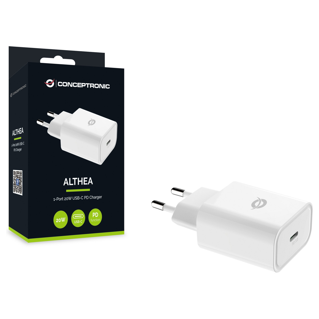 CONCEPTRONIC Ladegerät 1Port USB-C Middle-Port 20WPD3.0 ws — Buy in Cyprus with Fast Delivery
