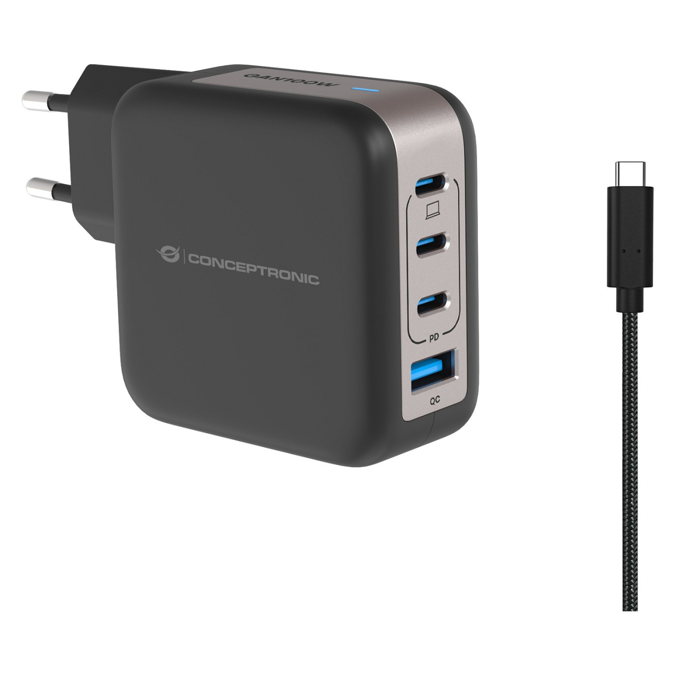 CONCEPTRONIC Ladegerät 4Port GaN 3xUSB-C 1xA100WPD3.0 PPS sw — Buy in Cyprus with Fast Delivery