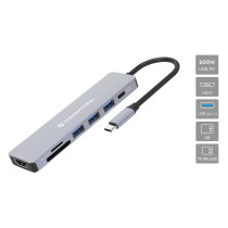 CONCEPTRONIC 7-1 Dock USB-C- to HDMI 3xUSB-A SD TF + 25cm gr — Buy in Cyprus with Fast Delivery