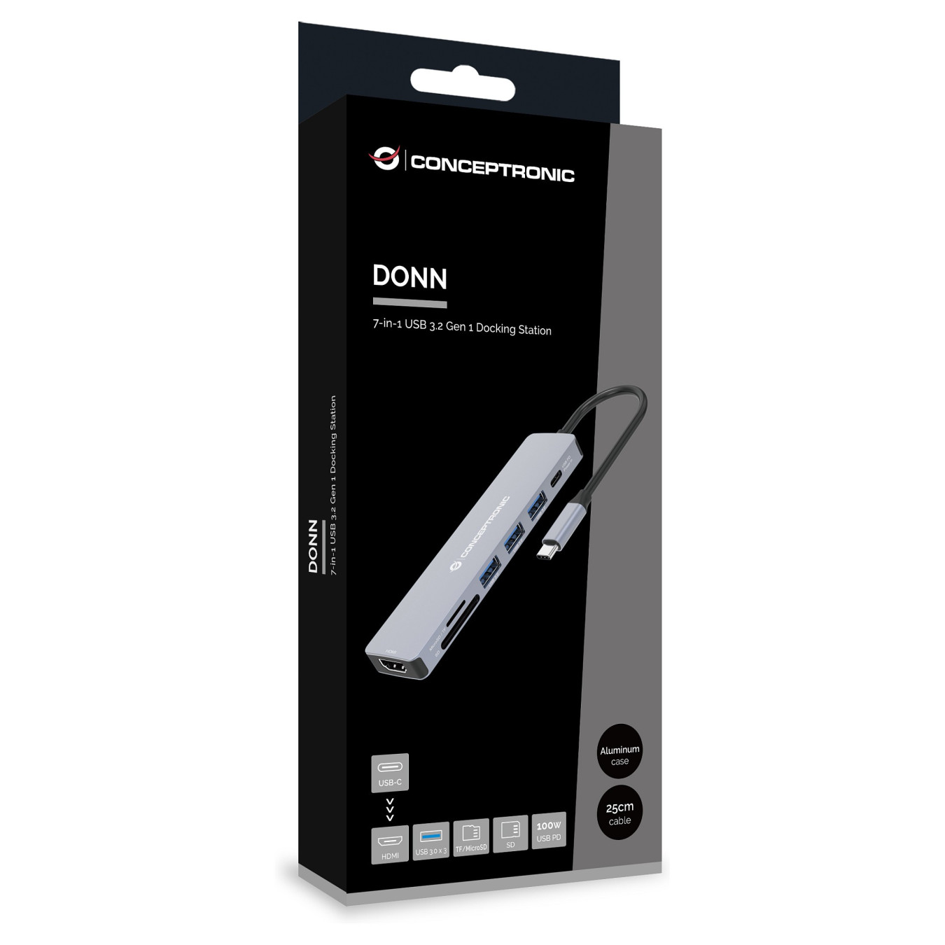 CONCEPTRONIC 7-1 Dock USB-C- to HDMI 3xUSB-A SD TF + 25cm gr — Buy in Cyprus with Fast Delivery