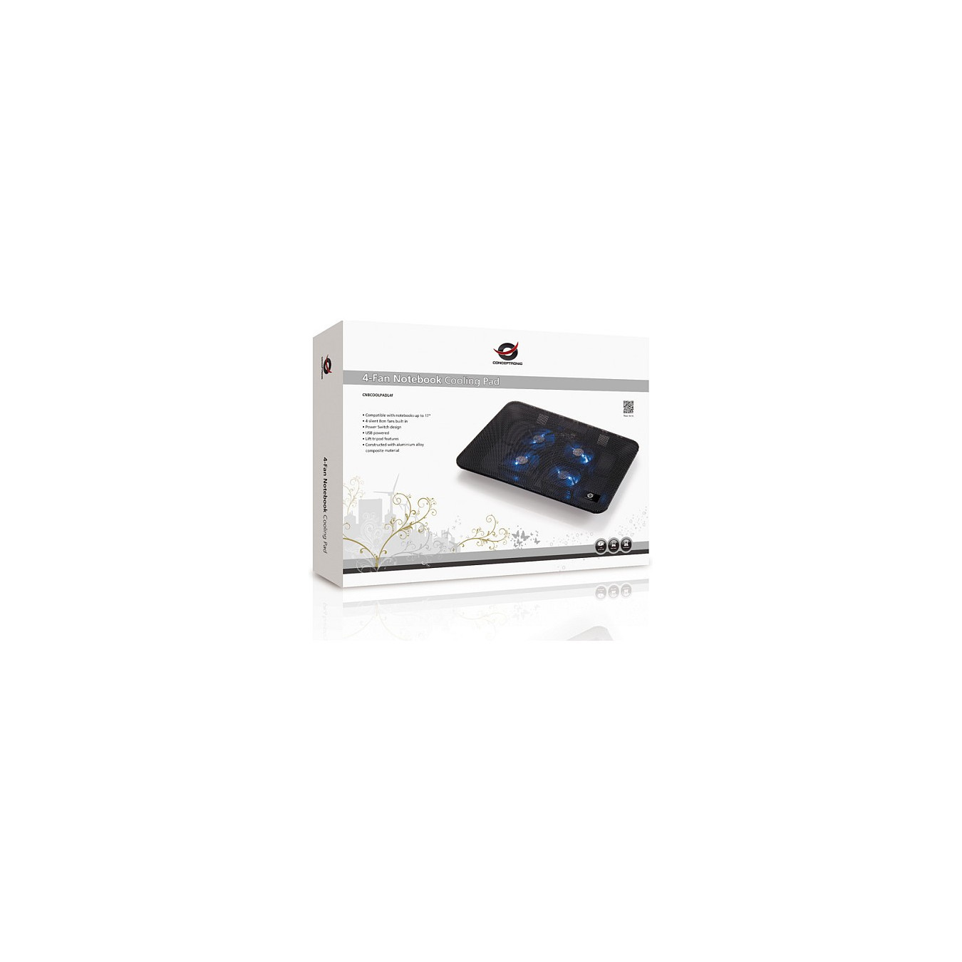 CONCEPTRONIC 4-Fan USB-A2.0 Laptop-Kühlpad 25Kg 15.6' sw — Buy in Cyprus with Fast Delivery