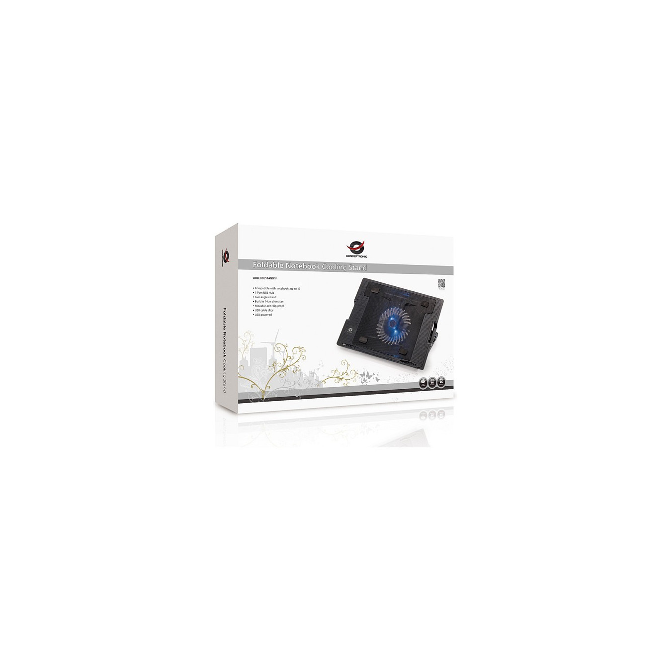 CONCEPTRONIC 1-Fan USB-A2.0 Laptop-Kühlpad 40Kg ERGO 17' sw — Buy in Cyprus with Fast Delivery