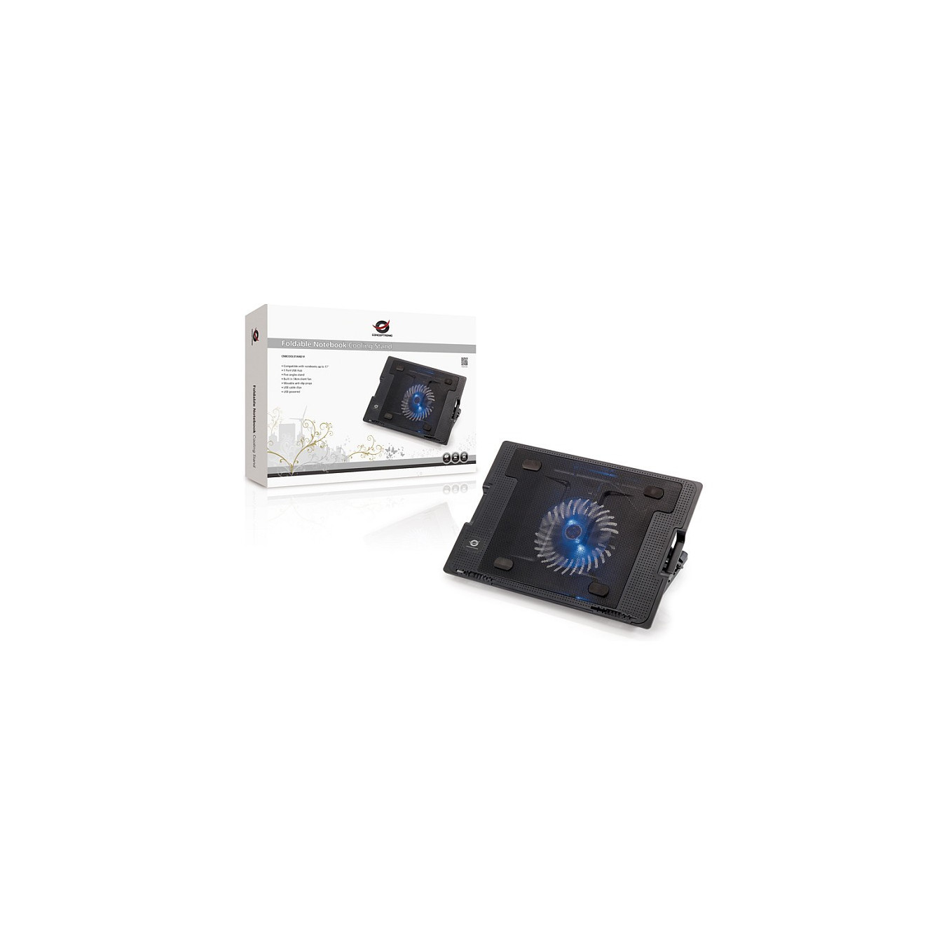 CONCEPTRONIC 1-Fan USB-A2.0 Laptop-Kühlpad 40Kg ERGO 17' sw — Buy in Cyprus with Fast Delivery
