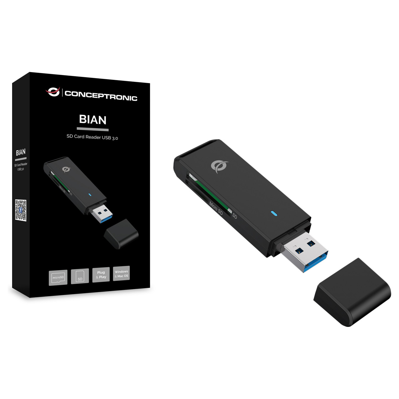 CONCEPTRONIC Kartenleser USB-A3.2- to TF Micro-SD3.0 schwarz — Buy in Cyprus with Fast Delivery