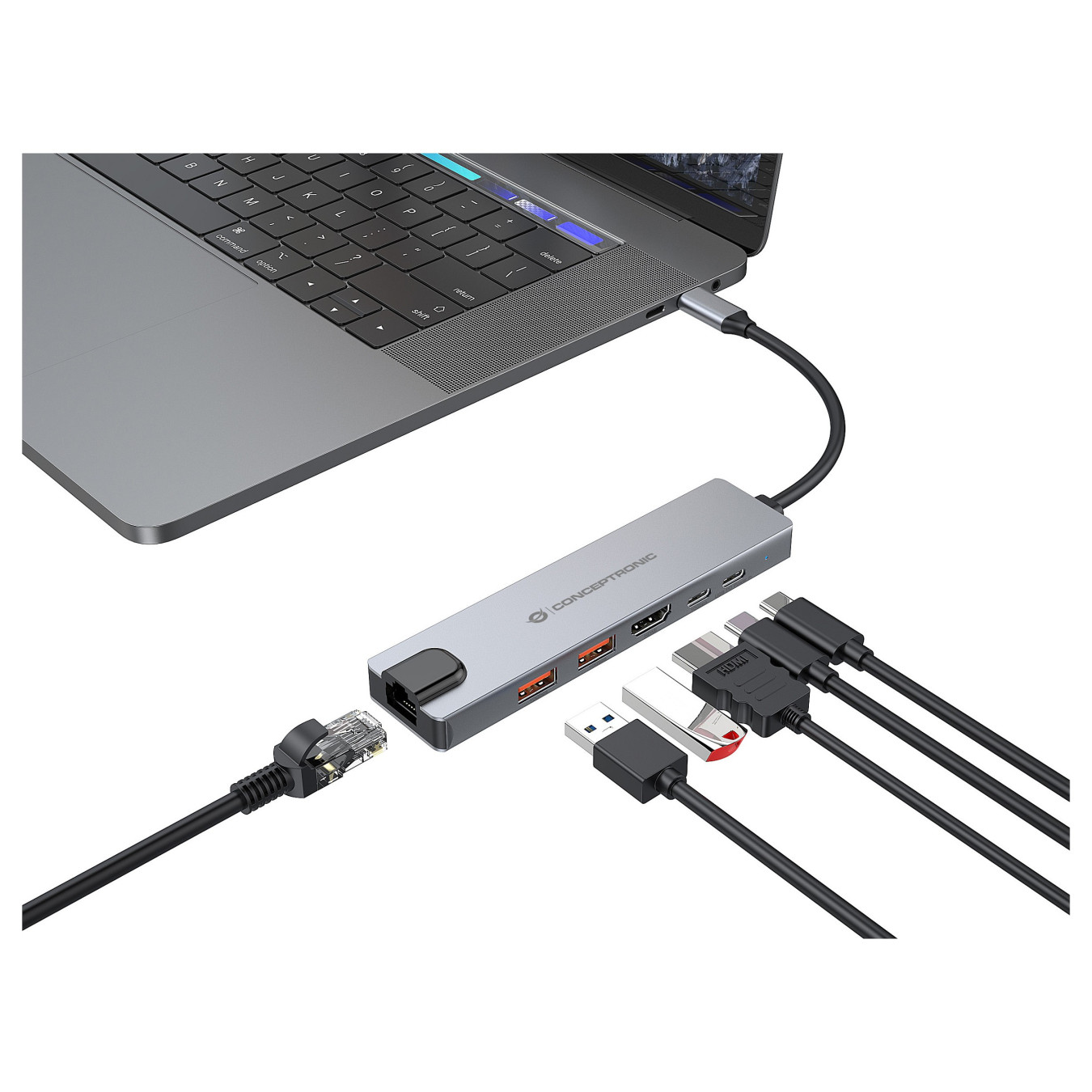 CONCEPTRONIC 6-1 Dock USB-C- to HDMI 2xUSB-A USB-C + 25cm si — Buy in Cyprus with Fast Delivery