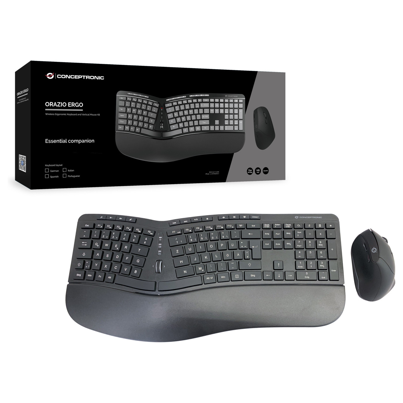 CONCEPTRONIC Wireless Keyboard+Mouse.ergo.Layout deutsch sw — Buy in Cyprus with Fast Delivery