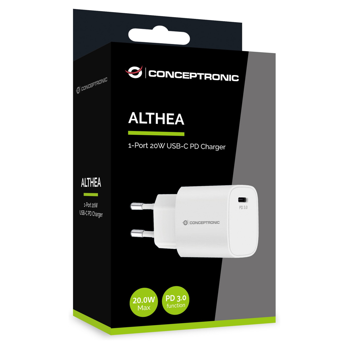CONCEPTRONIC Ladegerät 1Port USB-C Top-Port 20WPD3.0 ws — Buy in Cyprus with Fast Delivery