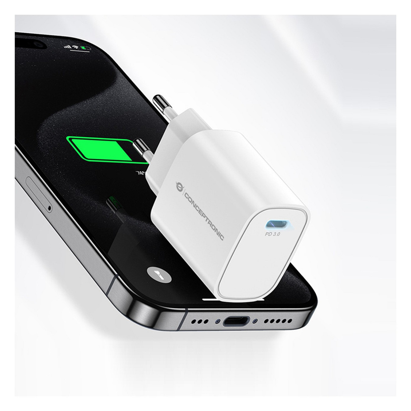 CONCEPTRONIC Ladegerät 1Port USB-C Top-Port 20WPD3.0 ws — Buy in Cyprus with Fast Delivery
