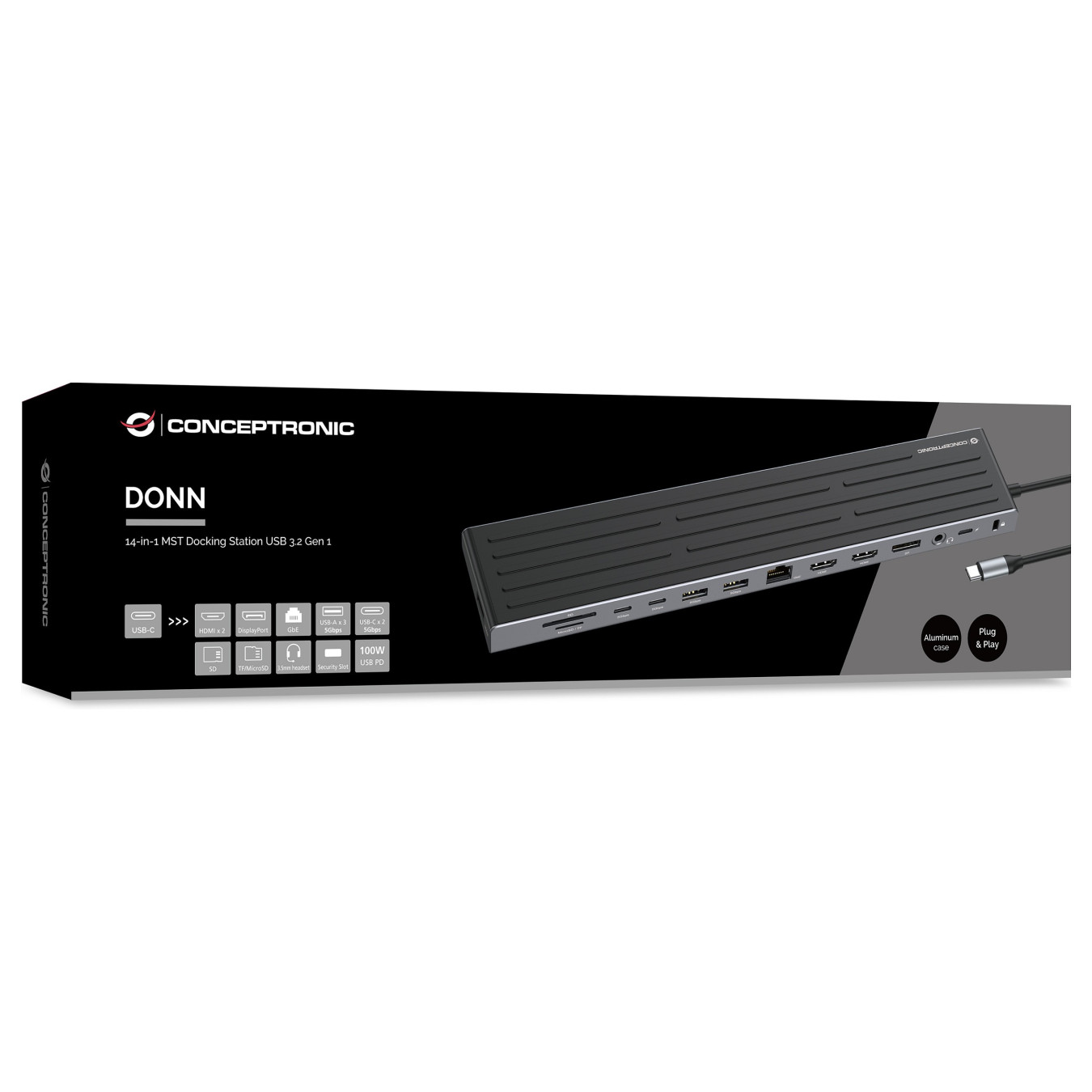 CONCEPTRONIC 14-1 Dock USB-C- to 2xHDMI DP 2xUSB-C + 18cm sw — Buy in Cyprus with Fast Delivery