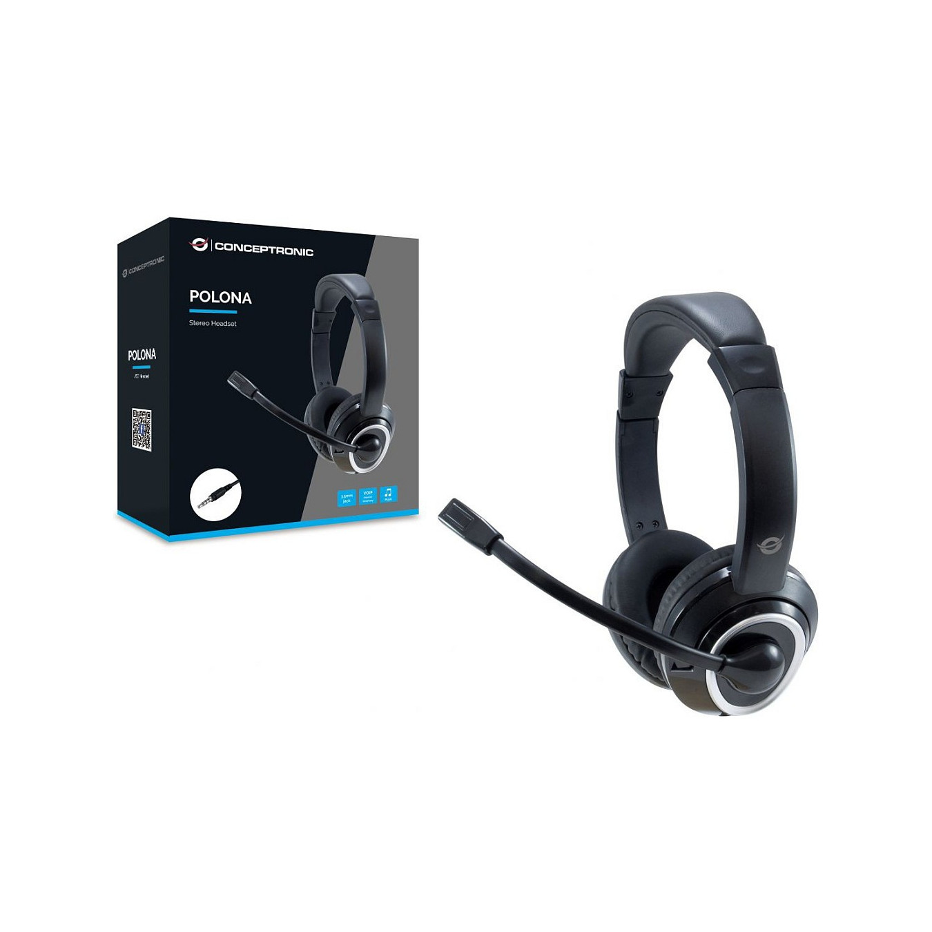CONCEPTRONIC Headset Klinke Mikro.int.Bed.Stereo 2.0m sw — Buy in Cyprus with Fast Delivery