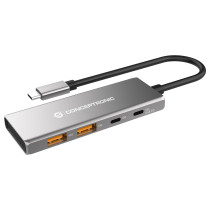 CONCEPTRONIC 4-1 Dock USB-C- to 2xUSB-C 2xUSB-A 100WPD 25cm gr — Buy in Cyprus with Fast Delivery