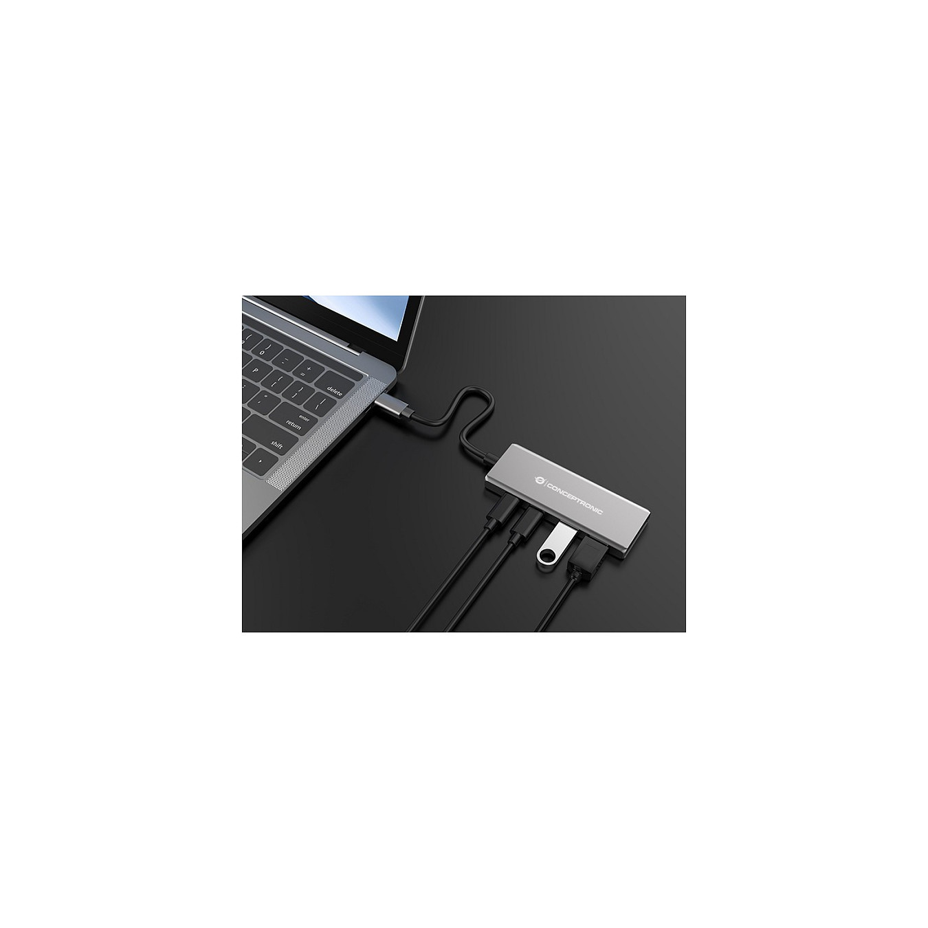 CONCEPTRONIC 4-1 Dock USB-C- to 2xUSB-C 2xUSB-A 100WPD 25cm gr — Buy in Cyprus with Fast Delivery