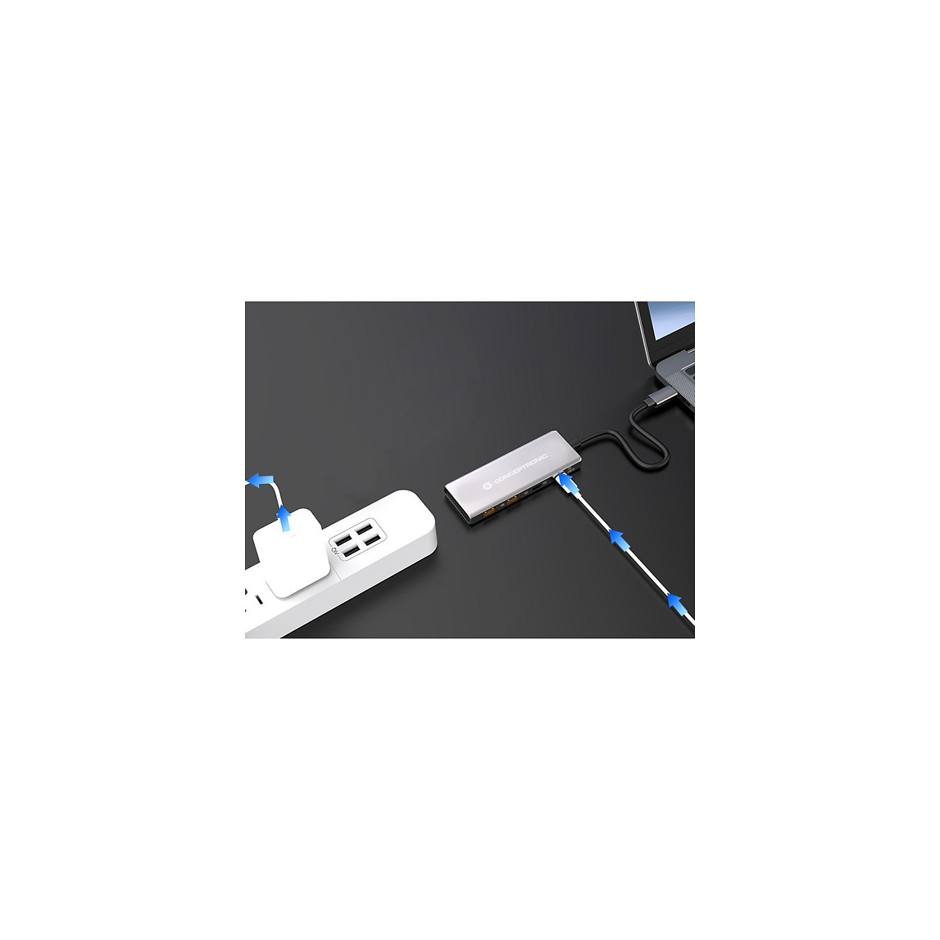 CONCEPTRONIC 4-1 Dock USB-C- to 2xUSB-C 2xUSB-A 100WPD 25cm gr — Buy in Cyprus with Fast Delivery