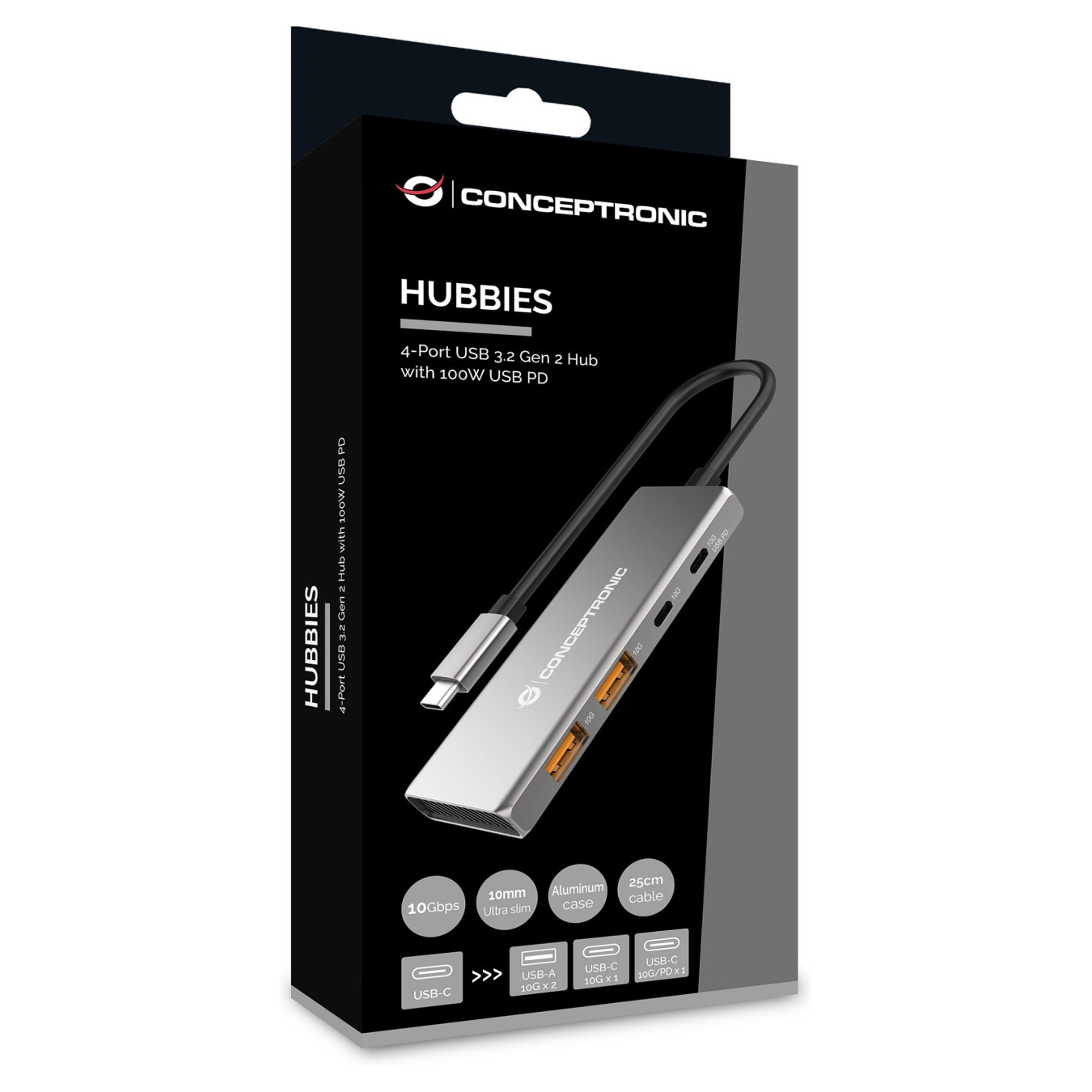 CONCEPTRONIC 4-1 Dock USB-C- to 2xUSB-C 2xUSB-A 100WPD 25cm gr — Buy in Cyprus with Fast Delivery