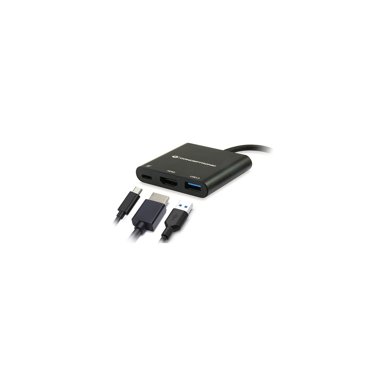 CONCEPTRONIC 3-1 Dock USB-C- to HDMI USB-A 60WPD 15cm sw — Buy in Cyprus with Fast Delivery