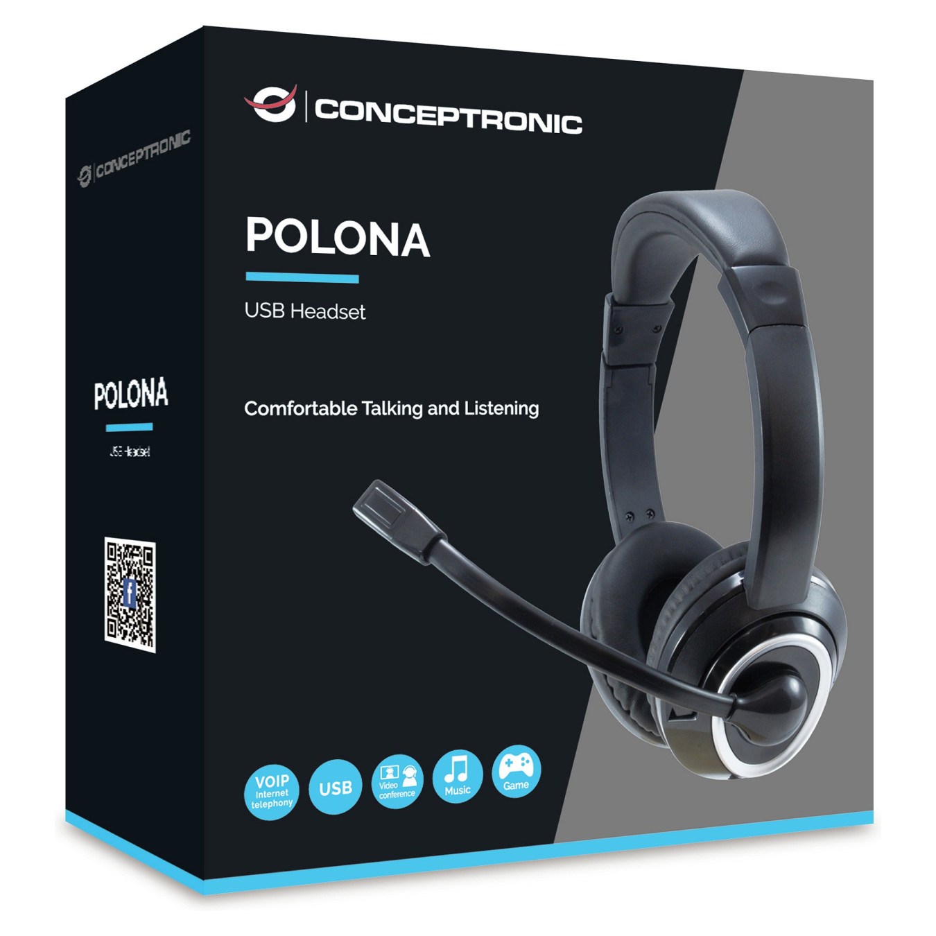 CONCEPTRONIC Headset USB Mikro.int.Bed.Stereo 2.0m sw — Buy in Cyprus with Fast Delivery