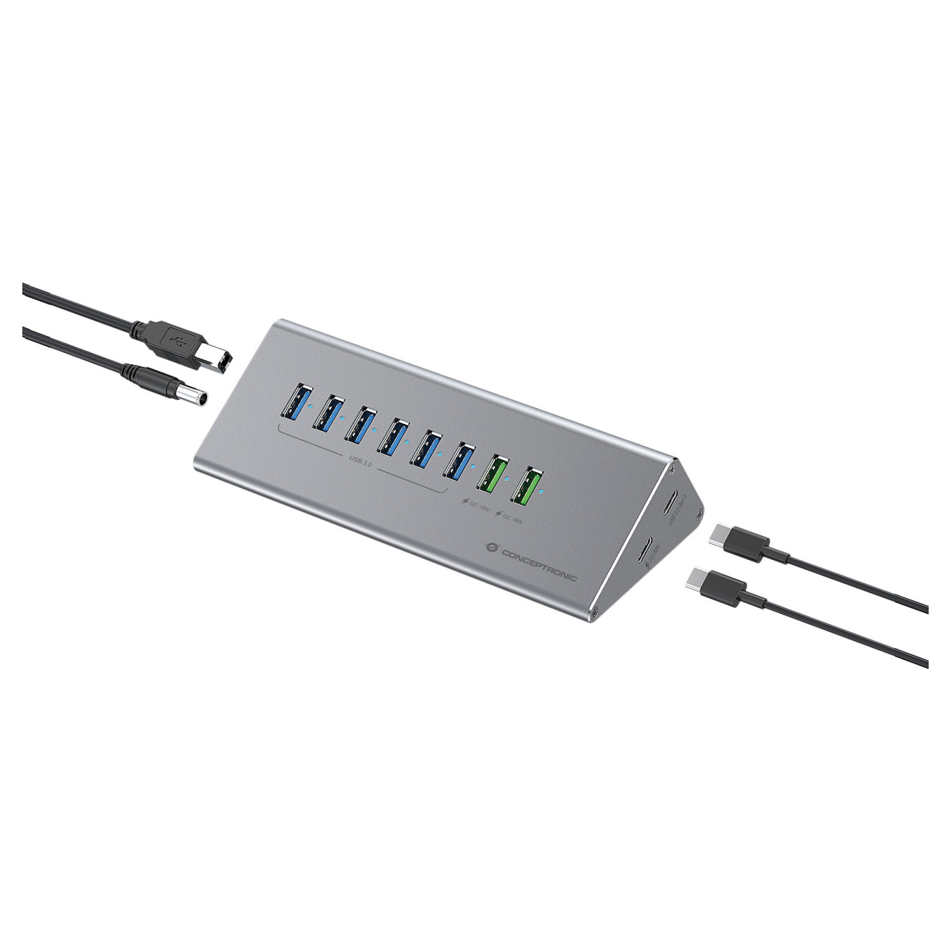 CONCEPTRONIC10-Port Hub USB-A3.0 -C Adap.- to 6xA3.0+m.Netz. gr — Buy in Cyprus with Fast Delivery