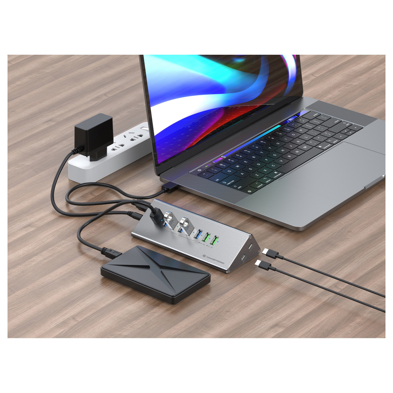 CONCEPTRONIC10-Port Hub USB-A3.0 -C Adap.- to 6xA3.0+m.Netz. gr — Buy in Cyprus with Fast Delivery