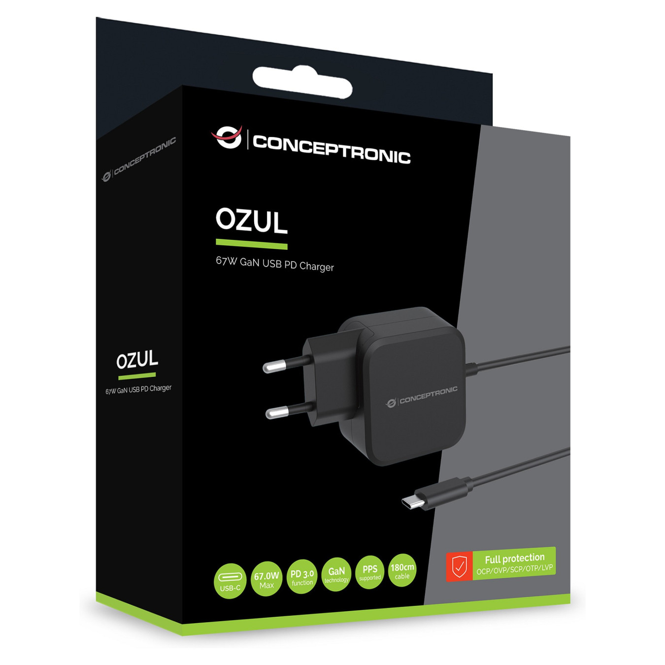CONCEPTRONIC Ladegerät 1Port GaN USB-C Desk 67WPD3.0 PPS sw — Buy in Cyprus with Fast Delivery