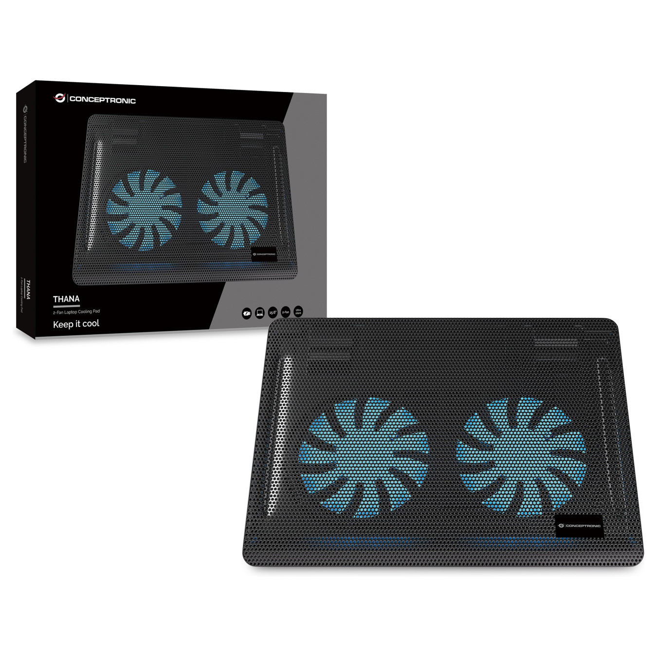 CONCEPTRONIC 2-Fan USB-A2.0 Laptop-Kühlpad 3Kg 15.6' sw — Buy in Cyprus with Fast Delivery