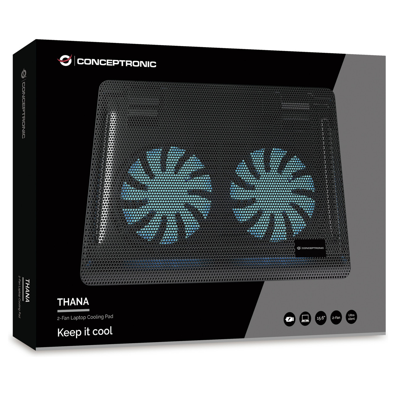 CONCEPTRONIC 2-Fan USB-A2.0 Laptop-Kühlpad 3Kg 15.6' sw — Buy in Cyprus with Fast Delivery