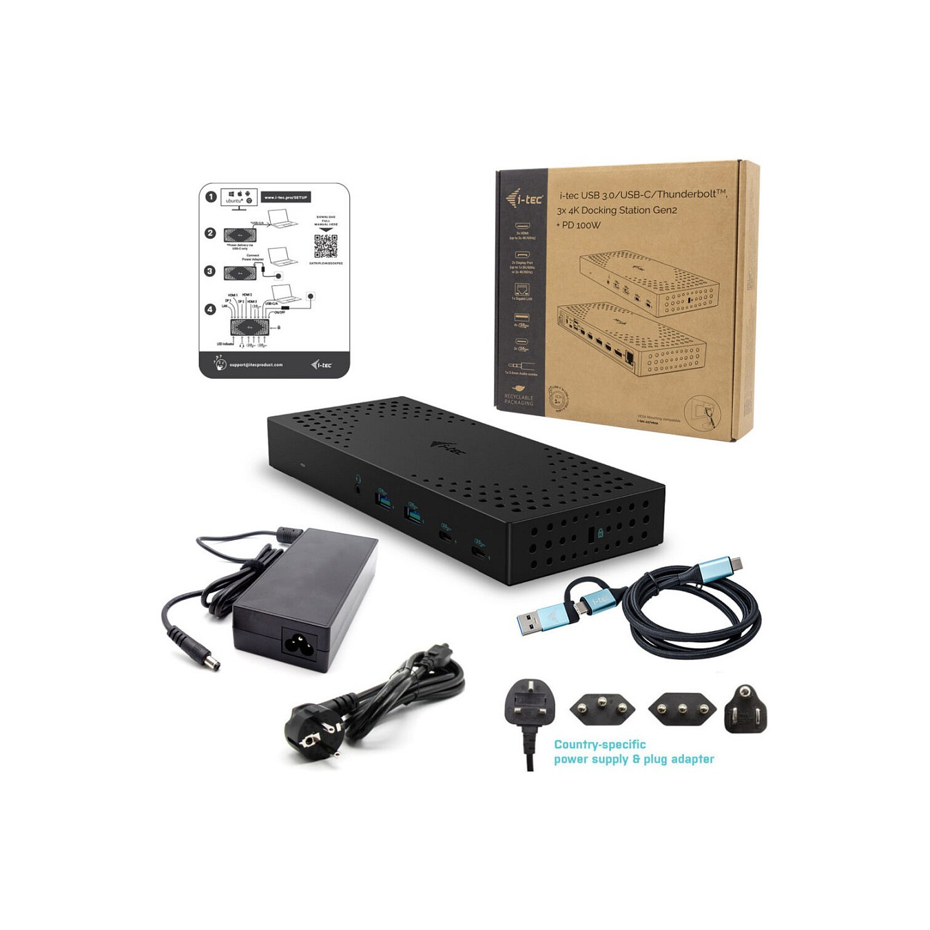 D I-TEC USB-C Thunderbolt 14-in-1 PD 100W DockingStation — Buy in Cyprus with Fast Delivery