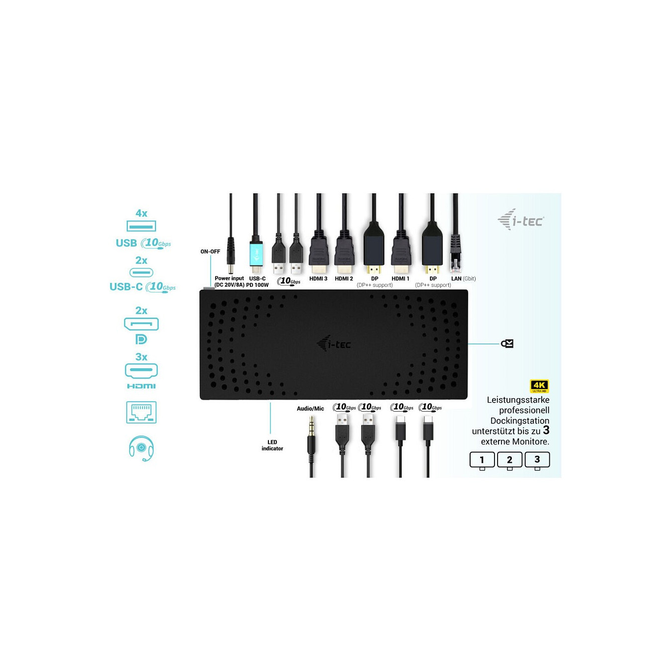 D I-TEC USB-C Thunderbolt 14-in-1 PD 100W DockingStation — Buy in Cyprus with Fast Delivery