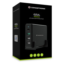CONCEPTRONIC Ladegerät 4Port 3xUSB-A 1xC Desk 65WPD3.0 sw — Buy in Cyprus with Fast Delivery
