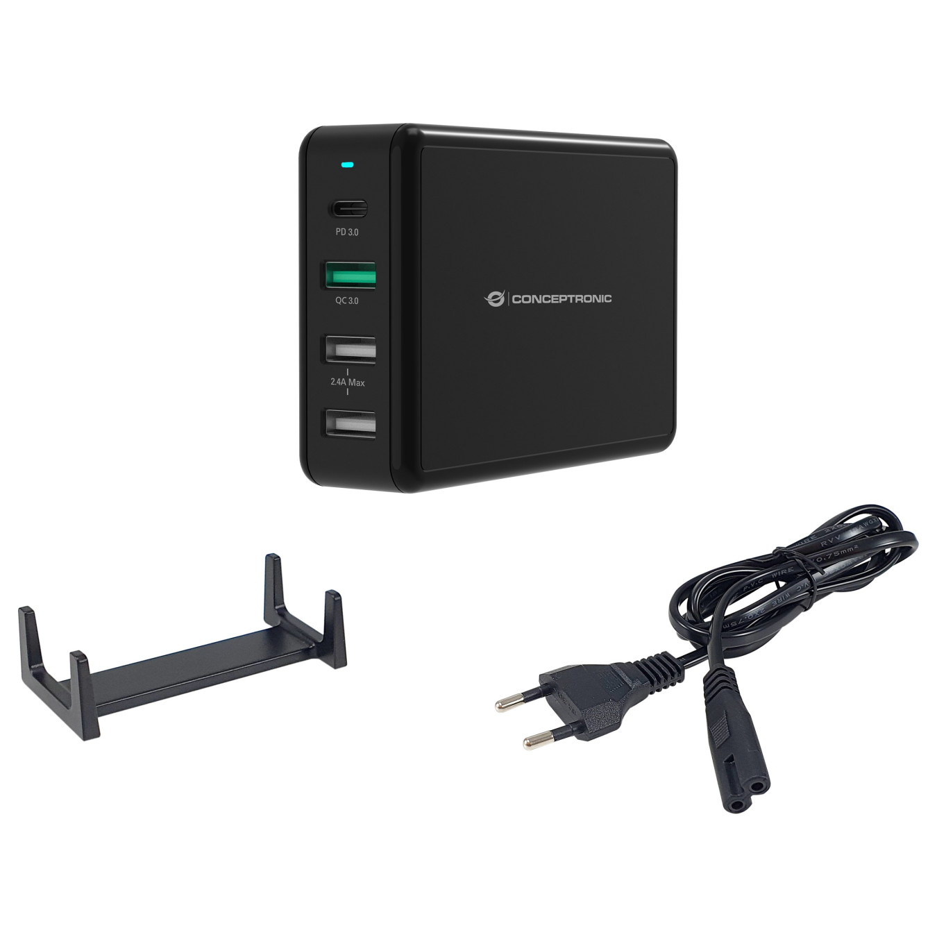 CONCEPTRONIC Ladegerät 4Port 3xUSB-A 1xC Desk 65WPD3.0 sw — Buy in Cyprus with Fast Delivery