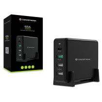 CONCEPTRONIC Ladegerät 4Port 3xUSB-A 1xC Desk 65WPD3.0 sw — Buy in Cyprus with Fast Delivery