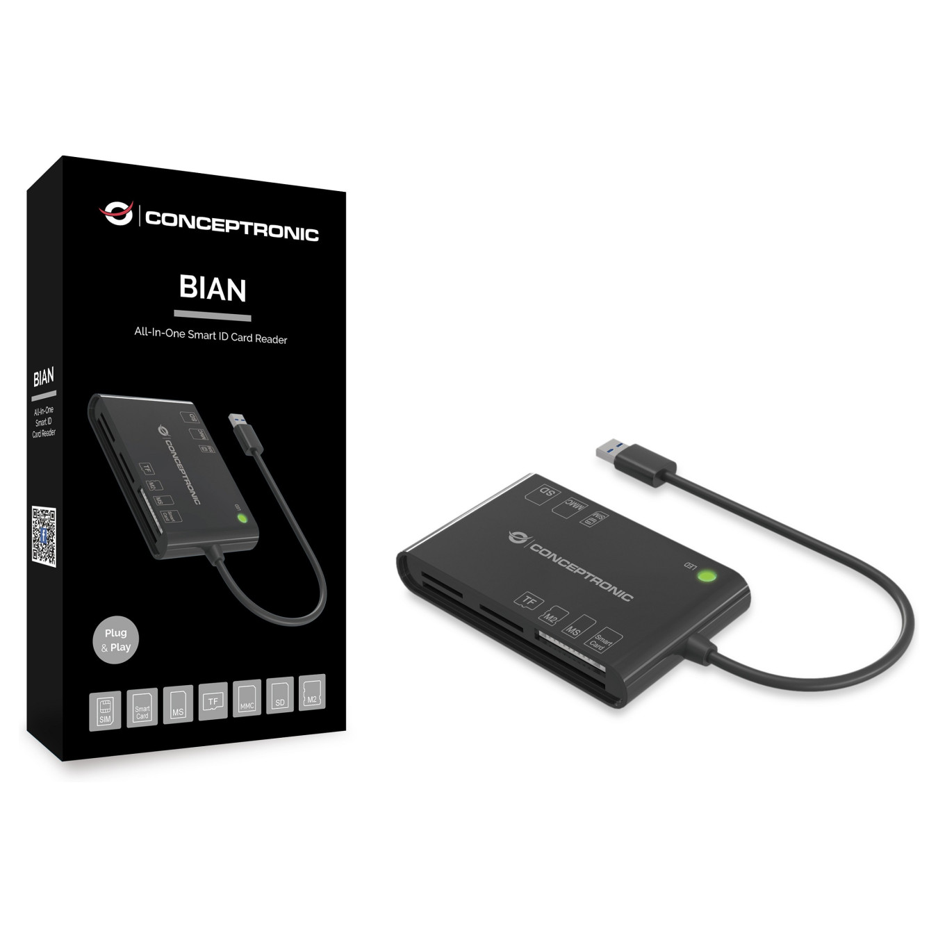 CONCEPTRONIC Kartenleser USB-A2.0- to 7-in-1 schwarz — Buy in Cyprus with Fast Delivery