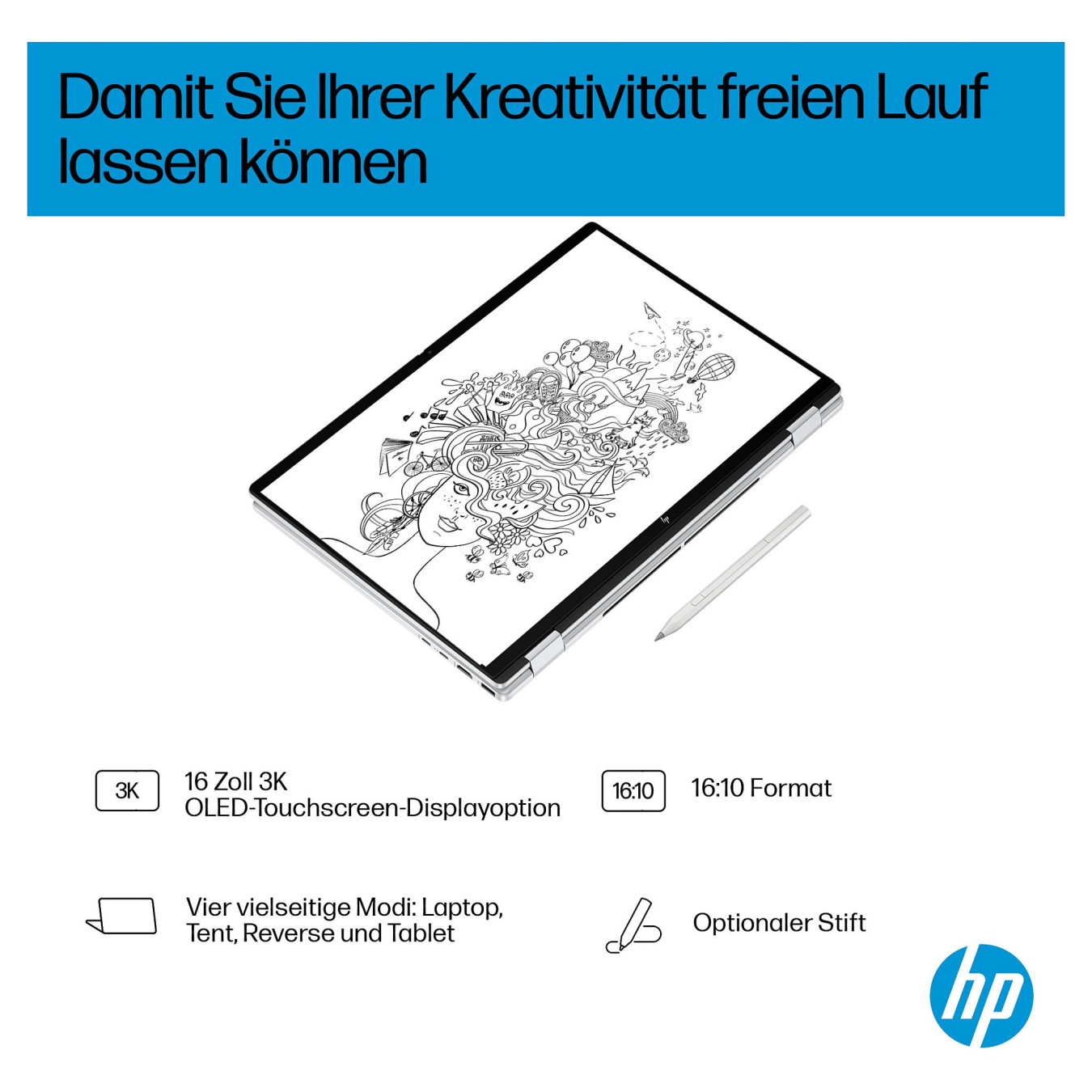 HP OmniBook X Flip 16-as0475ng - 2-in-1 Laptop Core Ultra 7 32GB 1TB | Armenius Store