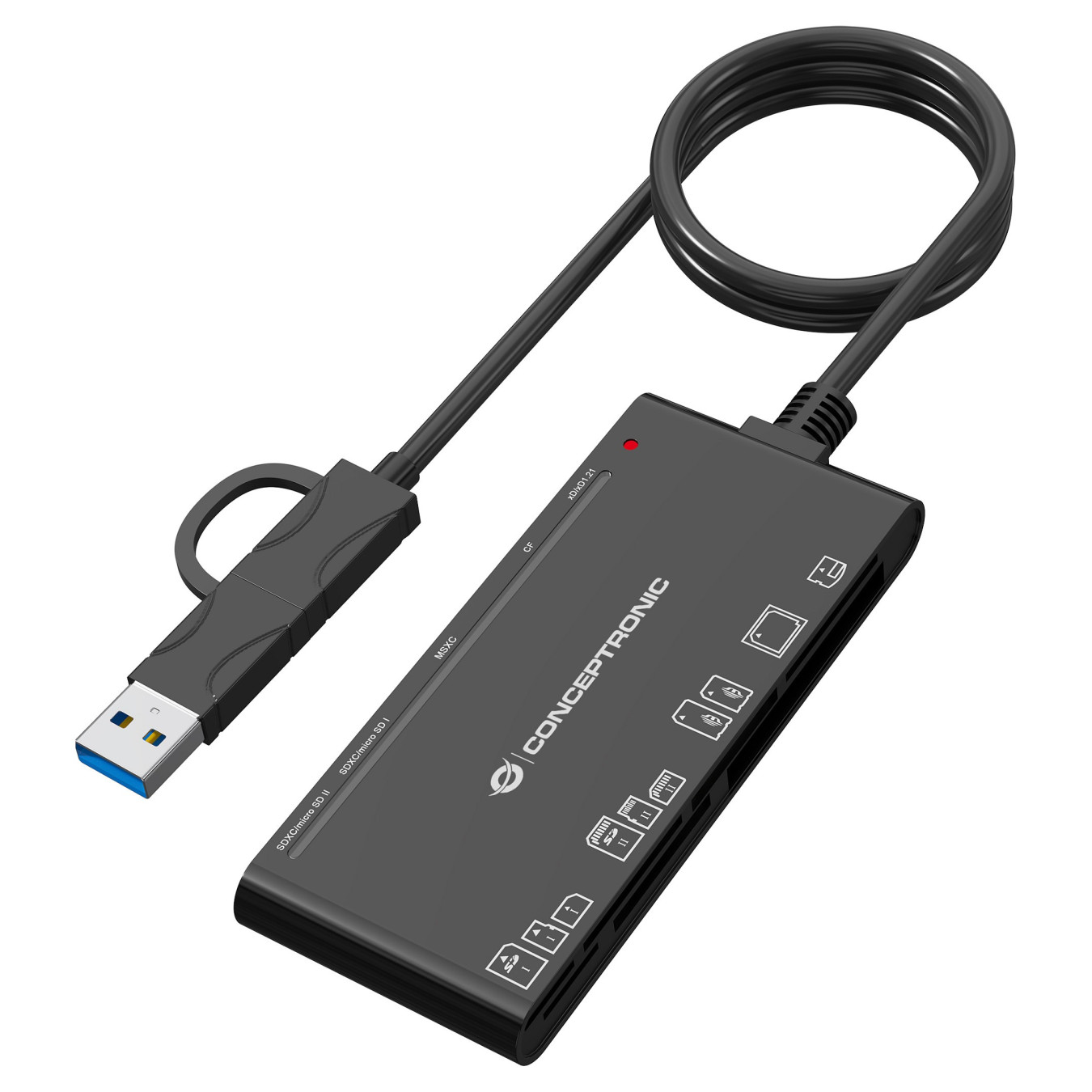CONCEPTRONIC Kartenleser USB-A -C3.2- to 7-in-1 schwarz — Buy in Cyprus with Fast Delivery