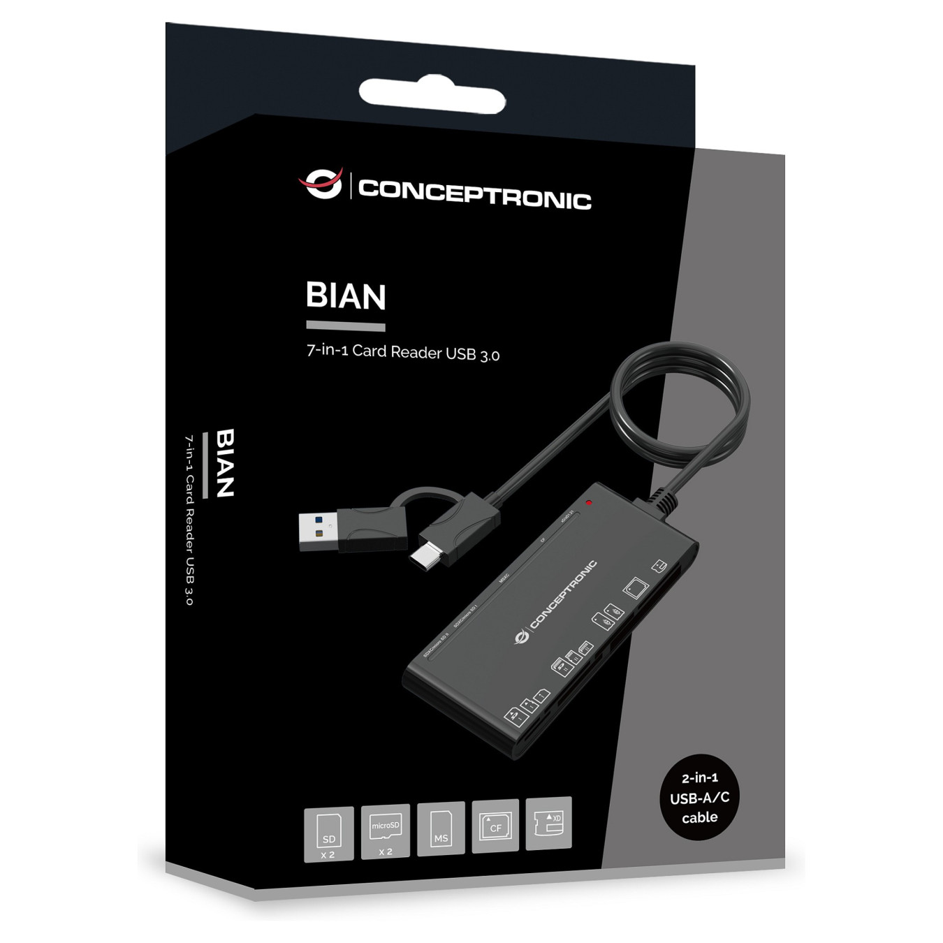 CONCEPTRONIC Kartenleser USB-A -C3.2- to 7-in-1 schwarz — Buy in Cyprus with Fast Delivery