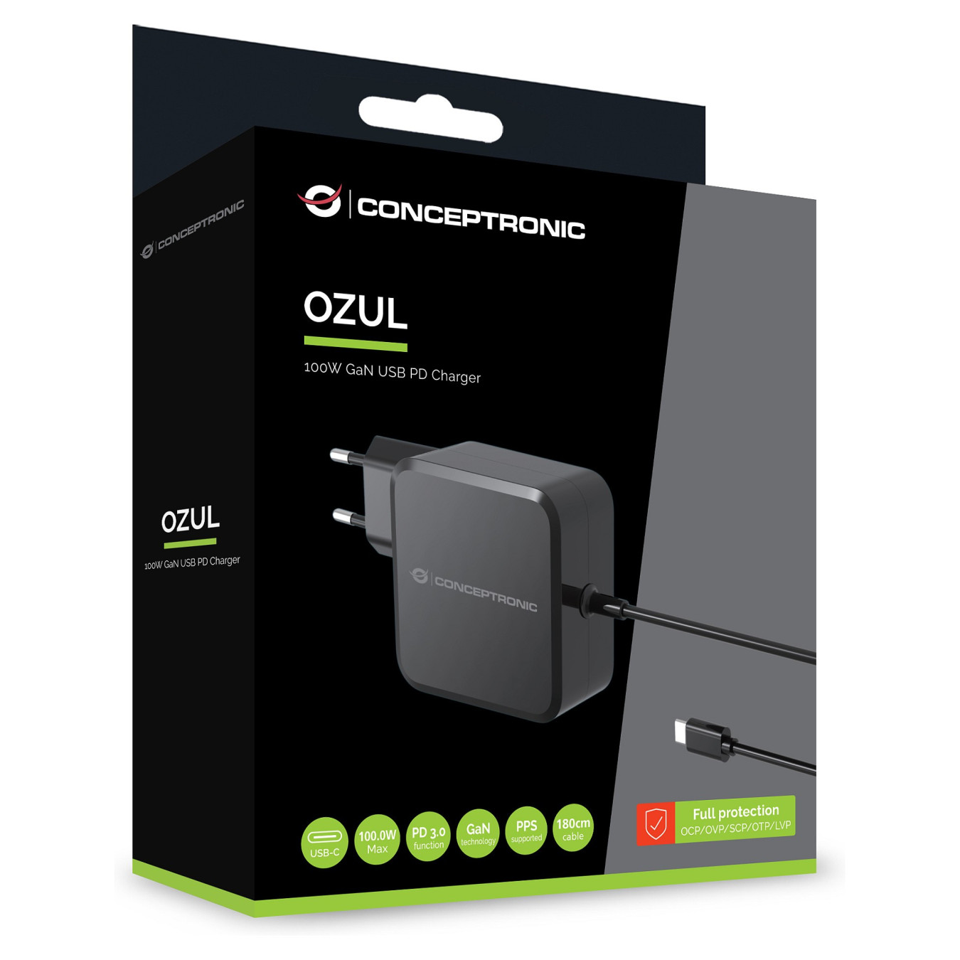CONCEPTRONIC Ladegerät 1Port GaN USB-C Desk 100WPD3.0 PPS sw — Buy in Cyprus with Fast Delivery