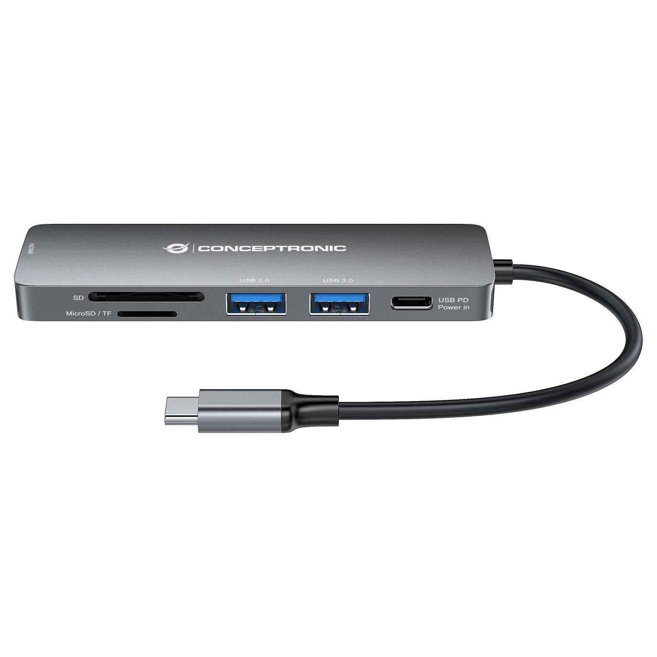 CONCEPTRONIC 6-1 Dock USB-C- to HDMI 2xUSB-A SD TF + 15cm gr — Buy in Cyprus with Fast Delivery