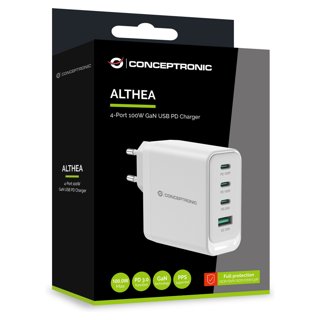 CONCEPTRONIC Ladegerät 4Port GaN 3xUSB-C 1xA100WPD3.0 PPS ws — Buy in Cyprus with Fast Delivery