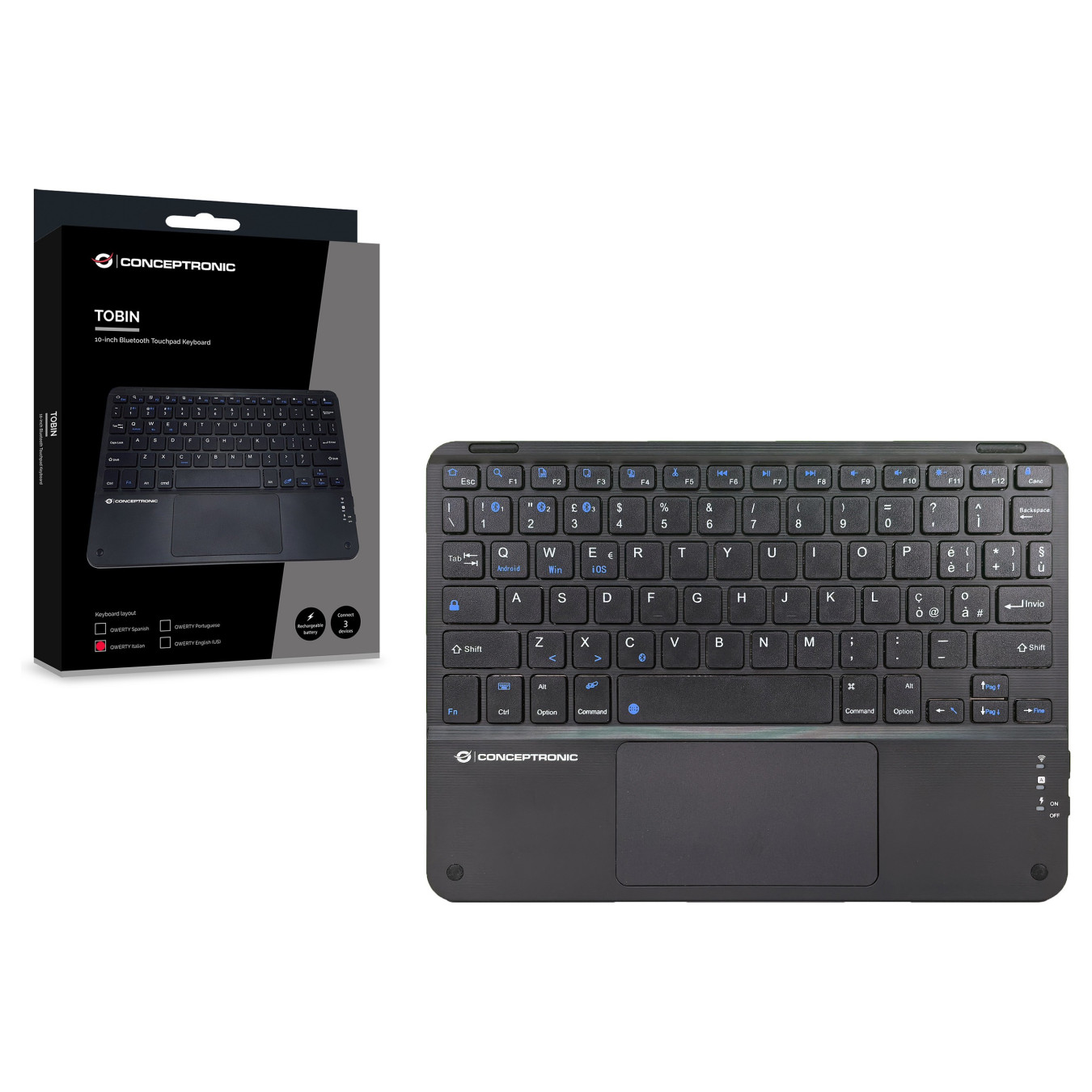 CONCEPTRONIC Wireless Tastatur. Layout italien. 10' schwarz — Buy in Cyprus with Fast Delivery