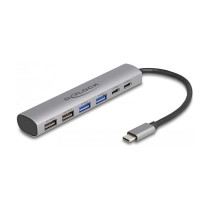 DELOCK 6 Port USB Hub mit 4 x USB Typ-A Buchse und 2 x USB Type-C Buchse — Buy in Cyprus with Fast Delivery