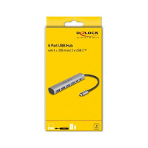 DELOCK 6 Port USB Hub mit 4 x USB Typ-A Buchse und 2 x USB Type-C Buchse — Buy in Cyprus with Fast Delivery