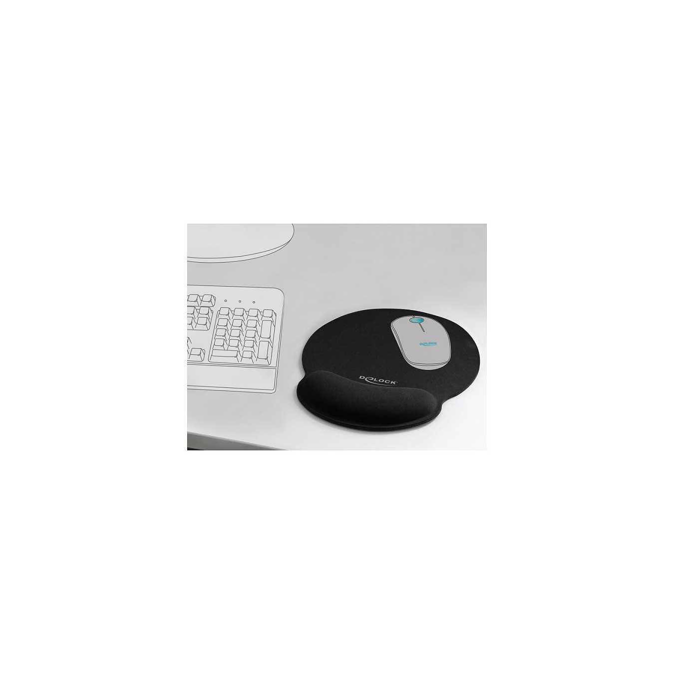 DELOCK Mauspad mit Handballenauflage rund schwarz — Buy in Cyprus with Fast Delivery