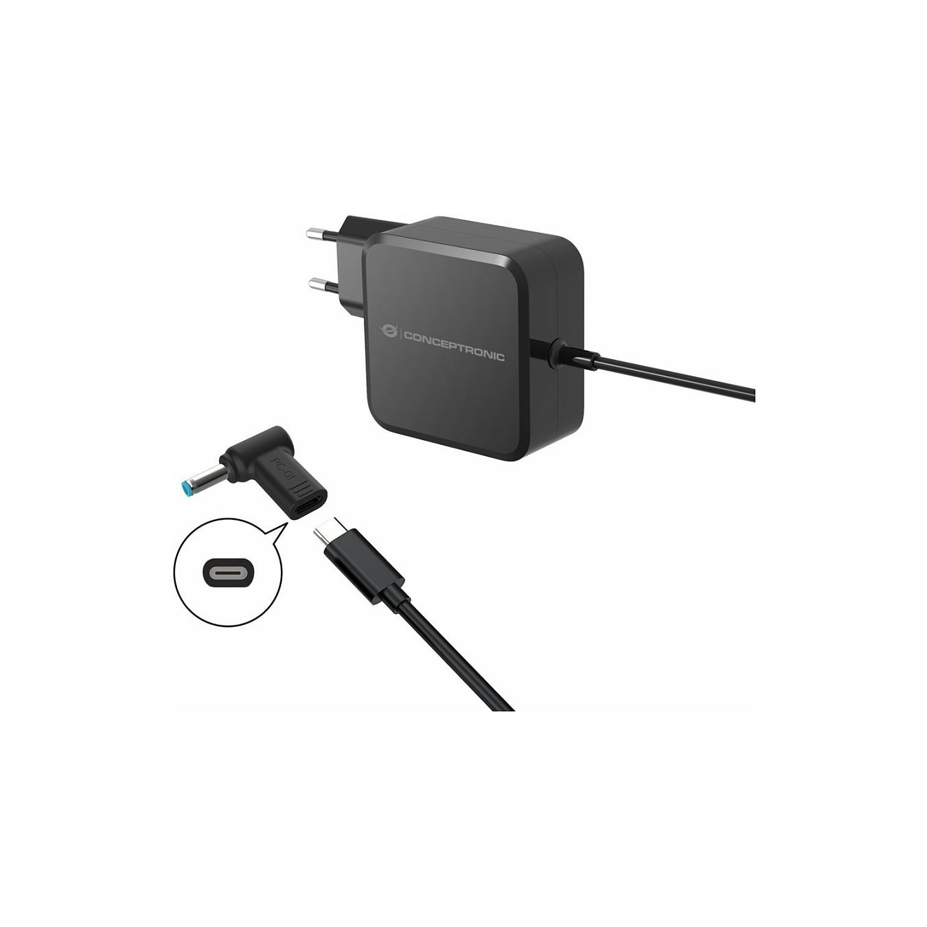 CONCEPTRONIC USB-C PD100W- to HP 4.5x3.0mm Adap.18-20V sw — Buy in Cyprus with Fast Delivery