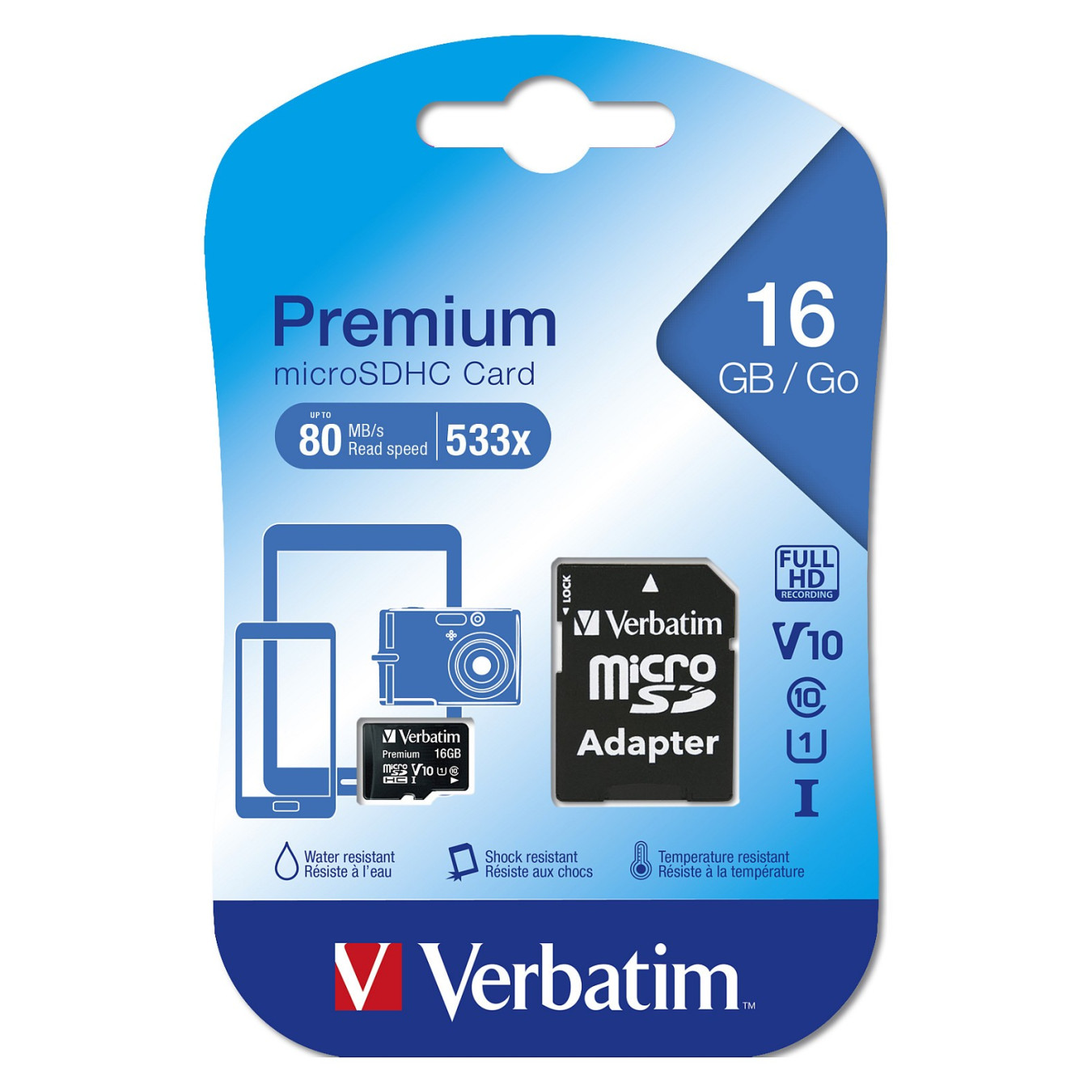 CARD 16GB Verbatim Premium MicroHC 80MB s +Adapter — Buy in Cyprus with Fast Delivery