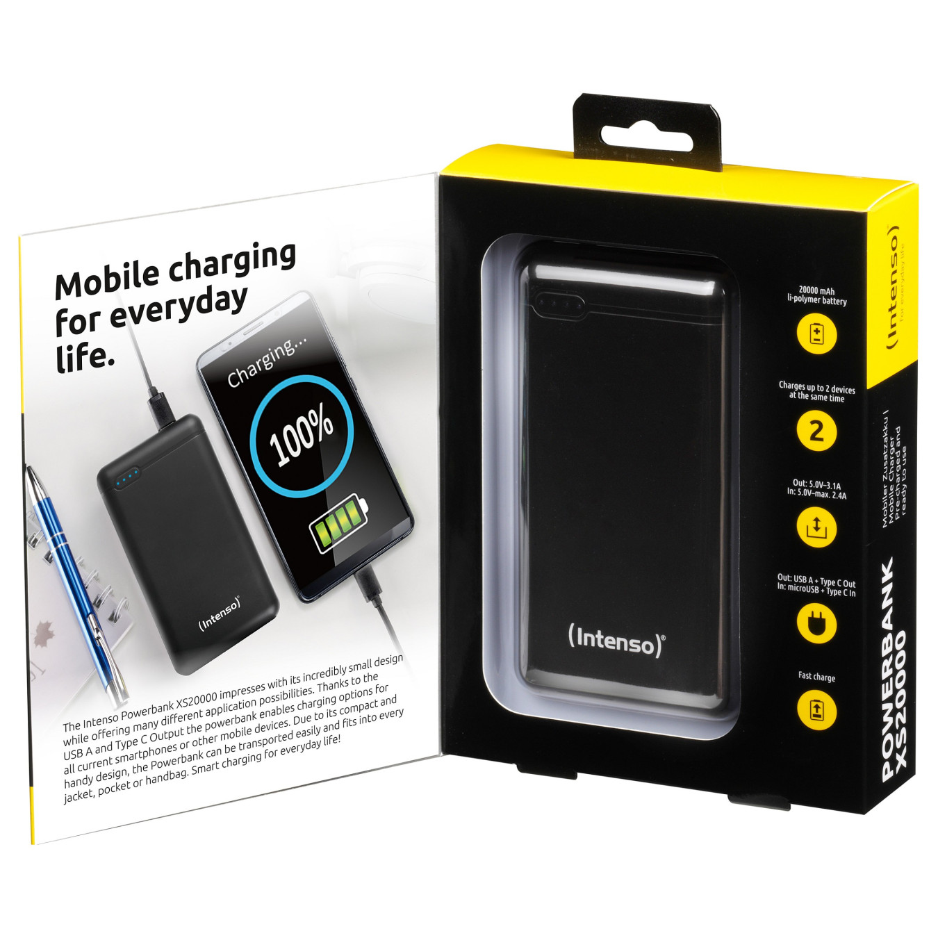 Intenso XS20000 - Powerbank - 20000 mAh - 3.1 A - 2 Ausgabeanschlussstellen (USB. USB-C) — Buy in Cyprus with Fast Delivery