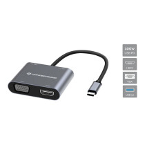 CONCEPTRONIC 4-1 Dock USB-C- to HDMI.USB3.0.VGA.100WPD 15cm gr — Buy in Cyprus with Fast Delivery