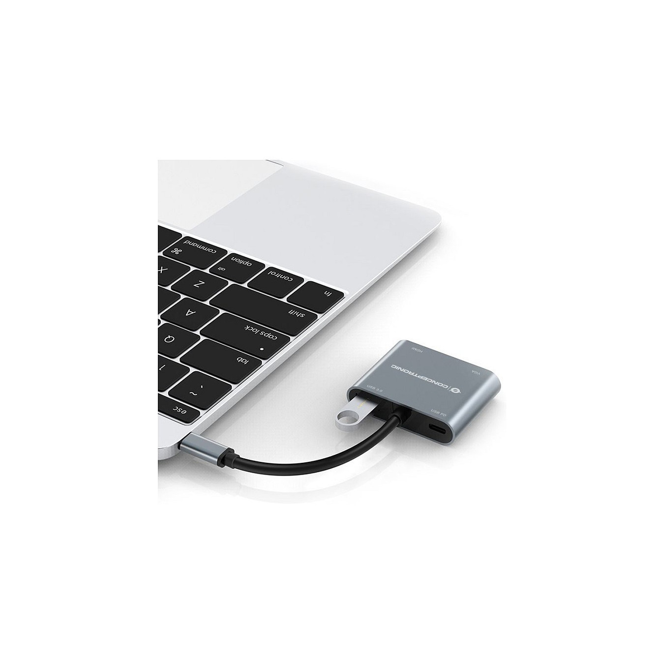 CONCEPTRONIC 4-1 Dock USB-C- to HDMI.USB3.0.VGA.100WPD 15cm gr — Buy in Cyprus with Fast Delivery