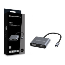 CONCEPTRONIC 4-1 Dock USB-C- to HDMI.USB3.0.VGA.100WPD 15cm gr — Buy in Cyprus with Fast Delivery