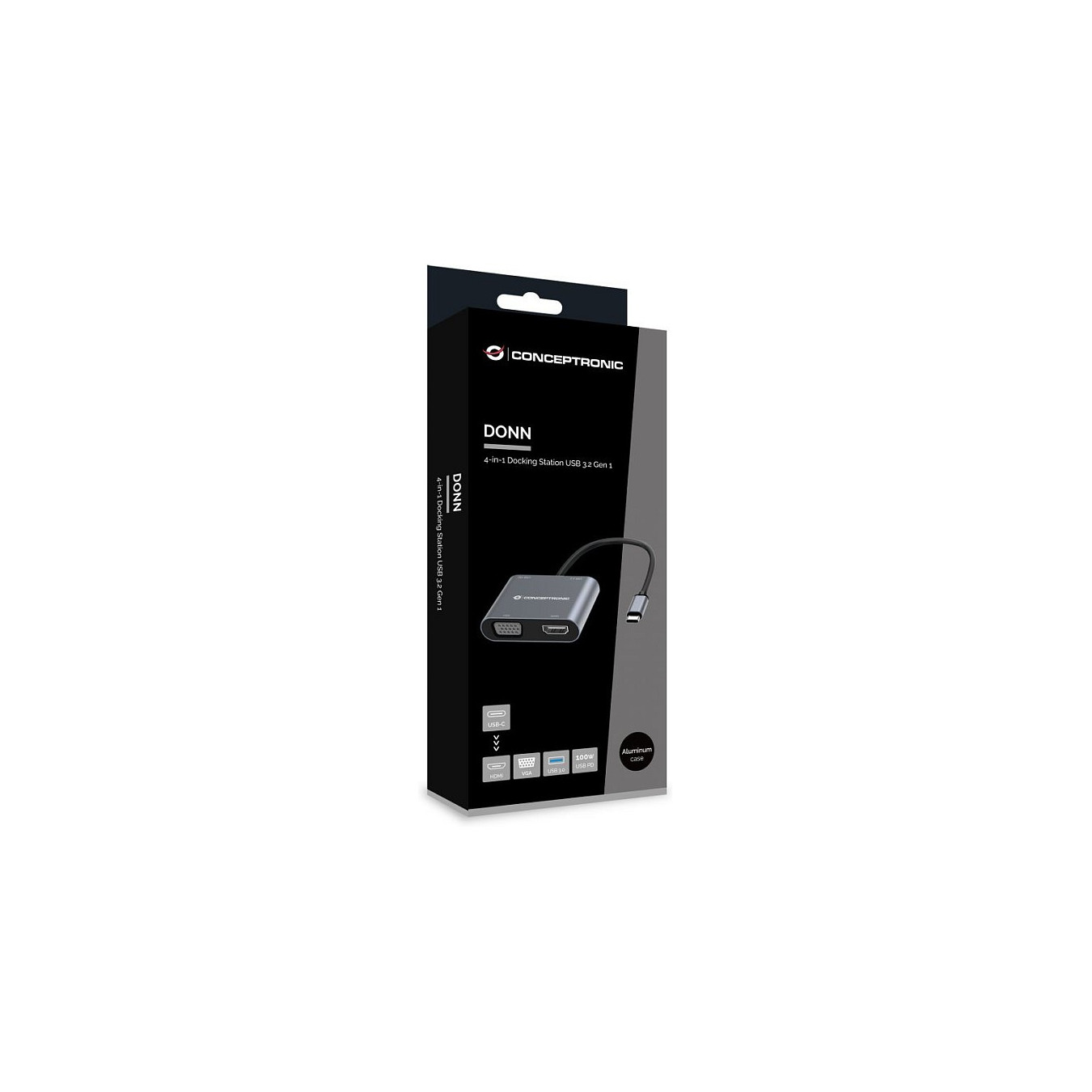 CONCEPTRONIC 4-1 Dock USB-C- to HDMI.USB3.0.VGA.100WPD 15cm gr — Buy in Cyprus with Fast Delivery