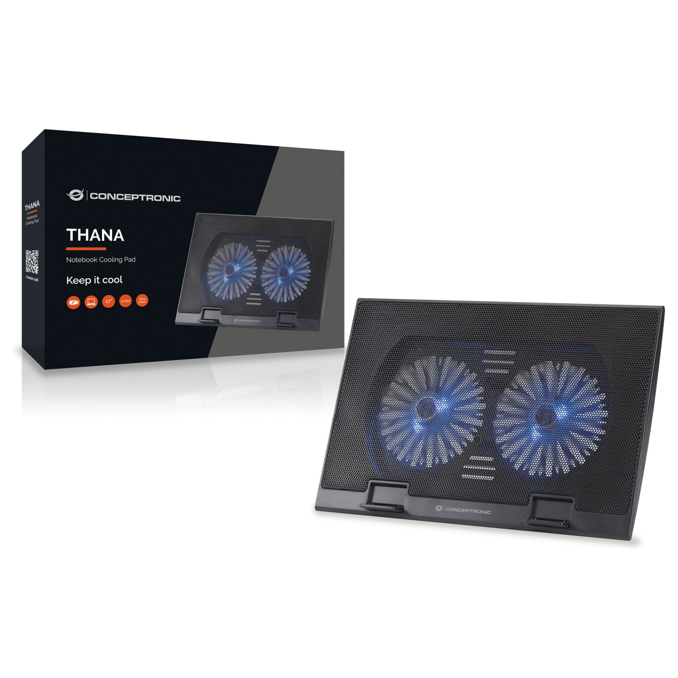 CONCEPTRONIC 2-Fan USB-A2.0 Laptop-Kühlpad 30Kg 17' sw — Buy in Cyprus with Fast Delivery